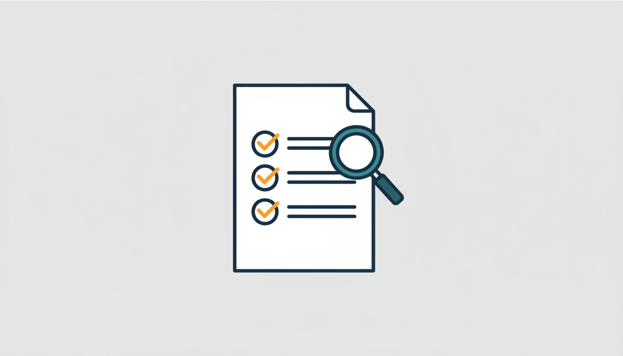Checklist met vergrootglas voor de btw-controle met AI