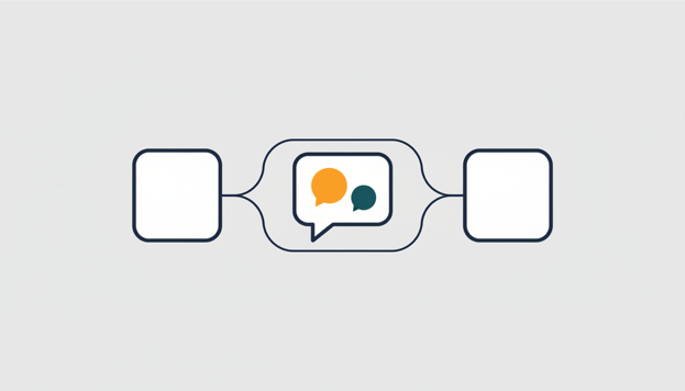 Twee systemen verbonden via een chatvenster: AI-keuze voor Exact Online