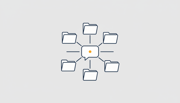 Waaier van klantdossiers verbonden met een chatvenster