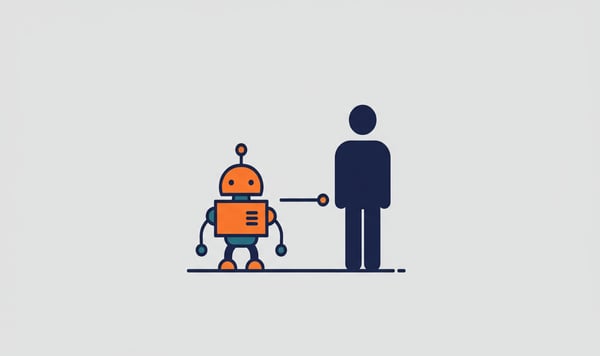 Mens en AI-robot werken samen aan boekhouding