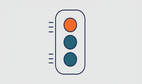 Abstracte illustratie van bevestigingsflow met stoplicht concept