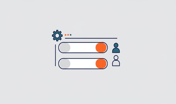 Abstracte illustratie van toegangsrechten instellen met toggles en gebruikersprofiel