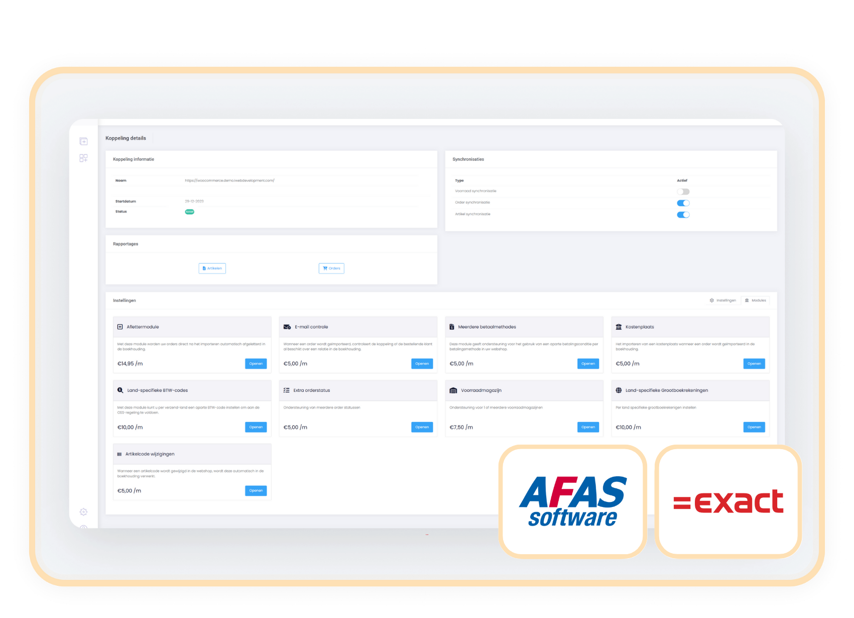 module meedere magazijnen exactonline afas